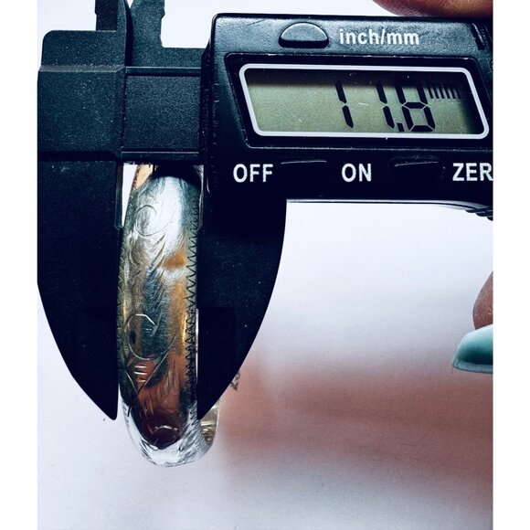 Vintage 925 Sterling Silver Engraved Hinged Bangle Bracelet Size 7.25 Estate - Picture 7 of 10